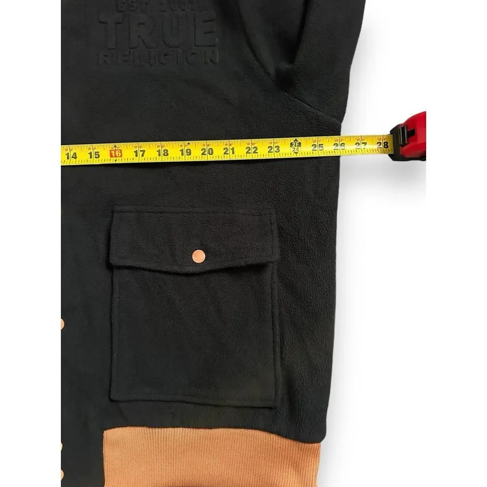 True Religion Fleece Bomber Utility‎ Jacket Mens Size L Jet Black $199